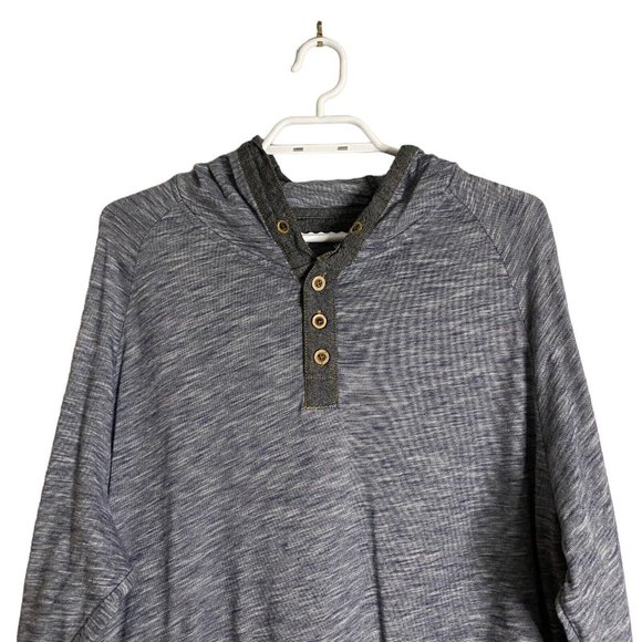 Salute by Levelwear Men's Heather Blue Sweatshirt Henley Hoodie - Picture 2 of 7